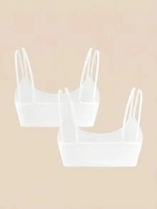 Cheerettes Women's Solid Color Basic Versatile Sports Bra 2pcs Set, White, For Yoga, Gym & Running - White - View 5