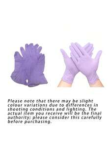2/20/50/100 piezas Guantes desechables de nitrilo morados, sin látex, impermeables, antiestáticos, multiusos, sin polvo, adecuados para cocina, baño, hogar, tinte de cabello, salón de belleza, pintura, artes y manualidades, guantes protectores [Sin caja] - Púrpura malva - Ver 9