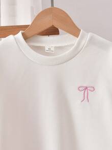 SHEIN Conjunto de sudadera con capucha tipo chal + pantalones de pierna ancha a rayas para niña preadolescente, adecuado para primavera y otoño - Rosa - Ver 3