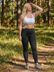 In My Nature Legging Esportiva Sem Costura de Cintura Alta para Mulheres Plus Size - Preto - Visão 6