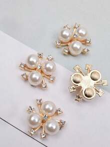 100pcs Pearl Flower Shaped Rhinestone Buttons Sparkling Crystal Hairpins DIY Handmade Crafts Decoration Clothes Sewing Accessory - multicolor - View 2