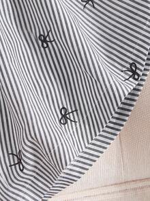 Snug Zone 2pcs Bow Print Striped Pajama Pants Set - Multicolor - View 4
