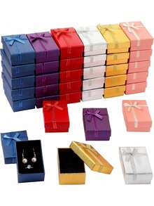 Marspark Jewelry Gift Boxes With Bow Ribbon, Empty Cardboard Necklace Bracelet Packaging Boxes Bulk For Birthday Wedding Party, Assorted Bright Colors, 12 Pack - Multicolor - View 8