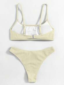 Swim Mod Vacation Beach Striped Two-Piece Swimsuit Set - Apricot - View 3