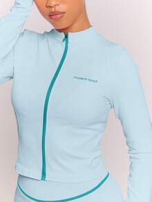 Musera Sport Contrast Zip Through Long Sleeve BBL Jacket Only Sport - Baby Blue - View 6