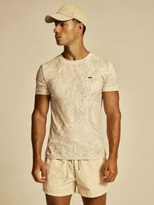 Musero Sport Printed Mucsle Fit Gym Crew Neck Tshirt Spring Summer Essentials Gymwear Athletic Gym - Khaki - View 2
