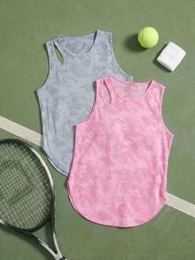 SHEIN Cheerettes 女款迷彩印花日常健身運動背心 - 彩色 - 查看 1