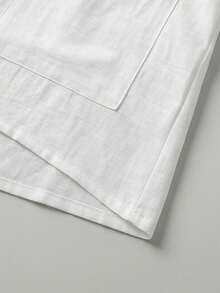 SHEIN Essnce Camisa blanca de botones holgada y cómoda para mujer talla grande, estilo casual tradicional minimalista, con bolsillos grandes, top de primavera/otoño/verano - Blanco - Ver 5