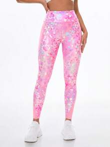 SHEIN Core Rhythm 女款豹紋高腰口袋內搭褲 - 彩色 - 查看 5