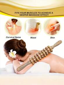 1PC One Size Wooden Manual Muscle Roller Massage Bar For Waist Thigh Abdomen Body Relaxation Natural Color Home Travel School Back To School Massage Tool Massager - Multicolor - View 3