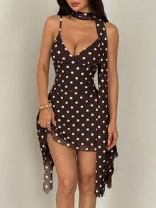 SHEIN PETITE Women's Sexy Leopard Print Spaghetti Strap Mini Dress, Summer Summer Summer Outfits Summer - Brown - View 1