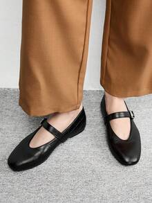 CUCCOO BIZCHIC 女款時尚通勤百搭休閒瑪麗珍平底鞋，聖誕與春季鞋款 - 黑色. - 查看 5