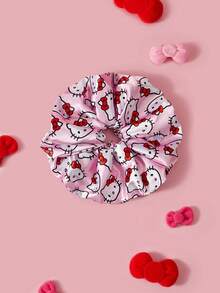 HELLO KITTY AND FRIENDS | SHEIN 單包裝可愛時尚亮面緞面柔軟大號大腸圈卡通印花髮圈，適合居家或外出使用，高馬尾 - 彩色 - 查看 2