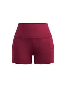 Powerista Pantalones cortos deportivos sin costuras de cintura alta de unicolor - Multicolor - View 8