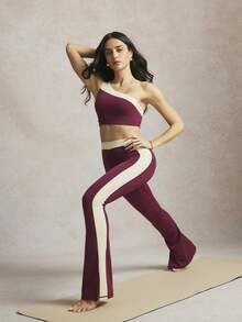 Activina Damen Extra lange Schlaghose mit Beinschlitz Sport Leggings - Bordeaux - Übersicht 4