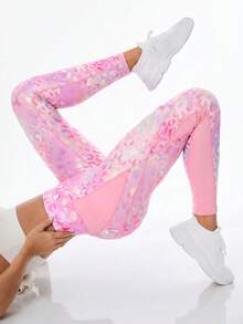 SHEIN Core Rhythm 女款豹紋高腰口袋內搭褲 - 彩色 - 查看 4