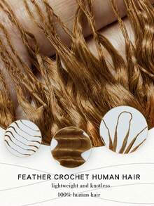 Boho Braids Rambut Kepang Boho Miracle Knots Crochet Rambut Manusia 100% Remy Feather Line Crochet Hair Braids Salon Silky Seamless Invisible Solid Color 27# Honey Blonde Feather Crochet Human Hair Braiding For Woman Micro Pre Looped Deep Wave Human Hair Extensions - S27 - View 12