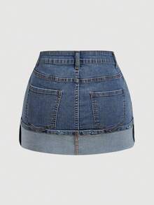 SHEIN MOD 女款夏季休閒牛仔裙 - 藍色 - 查看 2
