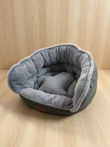 1pc Capacity Soft Round Dog Bed With Plush Cover, Non-Slip Bottom, Machine Washable Polyester Fiber, Suitable For Small To Large Dogs, Enhances Home Comfort - Multicolor - View 3