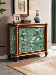 1PC Removable Waterproof Peel And Stick Self Adhesive Vinyl Vintage Olive Green Plum Blossom Branch Pattern Wallpaper For Appliance Furniture Kitchen Cabinet Home Wall Decor Room Background Renovation Easy Install Renter Friendly - olive green - View 3