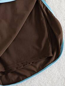 Swim Basics Springbreak 女款黑白拼接飾邊運動休閒短褲沙灘褲 - 咖啡棕 - 查看 7