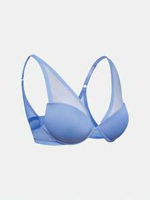 SHAPORA Sutien cu ață de susținere, patchwork din plasă, culoare uni - Multicolor - Vizualizare 8