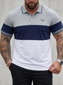 DRIVNCORE Men's Plus Size Color Block Short Sleeve Polo Shirt, Going Out Casual Men Polo Shirtspolo Shirt For Men>Casual - Multicolor - View 3