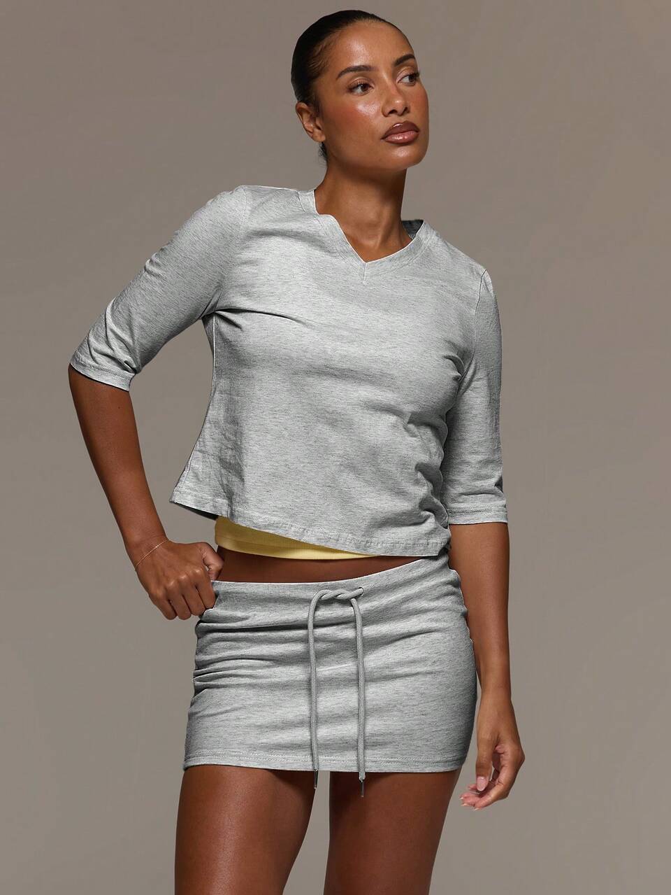 Cotton Blended Drawstring Tie Waist Fitted Mini Skirt Cute Everyday Basics Sexy Daily Spring Summer Essential