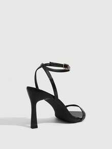 CUCCOO SZL Women's Adjustable Black Minimalist High-Heeled Sandals, Suitable For Daily Casual Wear, Spring Break, Easter, Prom - Black - View 3