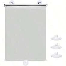 1pc Summer Fashion Silver Blackout Roller Blind Fabric, Suitable For Blind Sunshade, Bathroom Blind, Portable Blackout Blind, With Uv Protection, Suction Cup Removable Bathroom Blind, No Installation Required, Privacy Protection, Suitable For - Multicolor - View 9