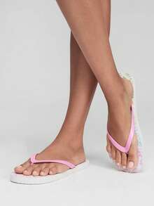 Grefit Leopard Print Flip-Flops, Summer Vacation Beach Triangle Shoes, Comfortable Slippers For Home Wear - iridescent - View 3