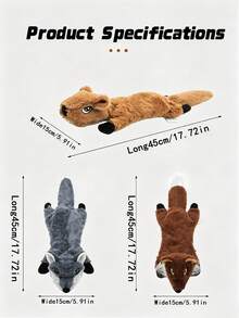 1pc Funny Simulated Animal No Stuffing Dog Toy With Squeakers Durable Stuffingless Plush Squeaky Dog Crinkle Squeak Pet Chew Toys For Small Medium Large Dog Pets Supplies - Multicolor - View 3