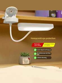 1pc Clip LED Desk Lamp With 3-Color Temperature Adjustable, Clamp & Stand Styles, Touch Control, Suitable For Office, Student Study & Reading - White - View 4