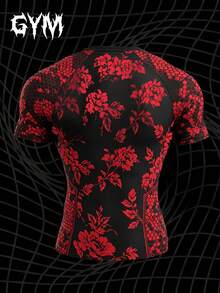 GymBeat Men's Floral Print Casual Fitness Sports T-Shirt, Gym - Multicolor - View 2