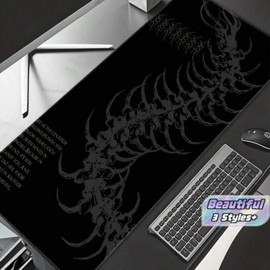 1pc Dark Gothic Centipede Gaming Mouse Pad - Large Non-Slip Rubber Desk Mat With Ribbed Design, Durable Polyester Surface, Suitable For Office And Gaming, Ideal Gift For Men And Women, Desktop Mouse Pad - multicolor - View 1