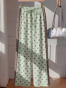 Comfortcana Women's Casual Waist Tie Straight Leg Pants Suitable For Summer - Green - View 4