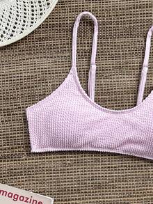 Swim Basics Women's Summer Beach Solid Color Bikini Top - Baby Pink - View 8
