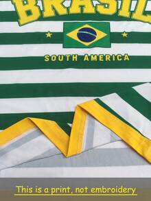 Resyla Áo cổ vũ nhóm in kỹ thuật số 3D sọc dành cho người hâm mộ bóng đá Brazil trong ngày thi đấu World Cup. - Nhiều màu - Xem 3