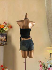 Attitoon Atasan Bandeau Pas Badan dengan Tali Serut dan Simpul untuk Wanita - MultiWarna - View 3
