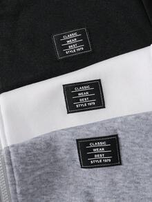 SHEIN 青少年男孩3件組連帽衛衣套裝，附貼布設計，百搭休閒多功能秋季開學服飾 - 彩色 - 查看 6