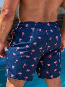Manfinity KASUA Men's Vacation Palm Tree Print Drawstring Waist Double Layer Beach Shorts - Multicolor - View 2
