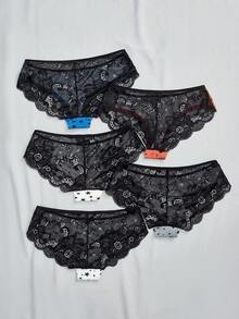 AltBold 5pcs Lace Patchwork Women's Panties - Multicolor - View 2