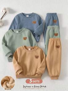 Cozy Pixies 女嬰復古字母印花針織柔軟圓領長袖套頭衛衣、鬆緊腰收口褲 6件套 - 彩色 - 查看 3