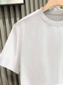 Resyla Camiseta casual para hombre de manga corta y unicolor, simple - Blanco - Ver 5