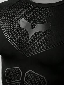 GymBeat 男士幾何印花短袖修身運動T恤 - 彩色 - 查看 3