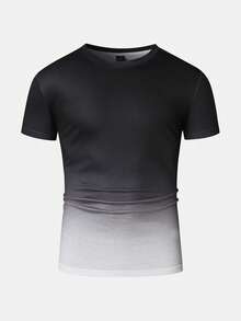 Manfinity Homme Men Ombre Casual Daily Wear Short Sleeve T-Shirt For Spring/Summer - Multicolor - View 3