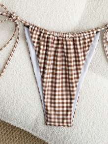 Swim SXY Women's Vacation Plaid Ruffle Halter Tie Sexy Bikini Two-Piece Swimsuit Set - Multicolor - View 7