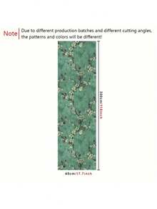 1PC Removable Waterproof Peel And Stick Self Adhesive Vinyl Vintage Olive Green Plum Blossom Branch Pattern Wallpaper For Appliance Furniture Kitchen Cabinet Home Wall Decor Room Background Renovation Easy Install Renter Friendly - olive green - View 4