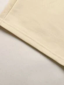 SHEIN 青少年女孩黃色休閒字母印花短袖T恤與長褲套裝，返校季 - 杏色 - 查看 7