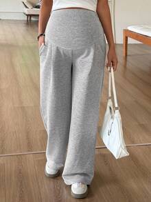 DAZY Maternity Adjustable Waist Casual Versatile Daily Wear Sweatpants Fall - Grey - View 6